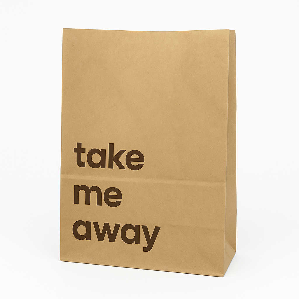 Brown Paper 'Take Me Away' Paper Bag - 300 Per Carton - 320X170X430MM
