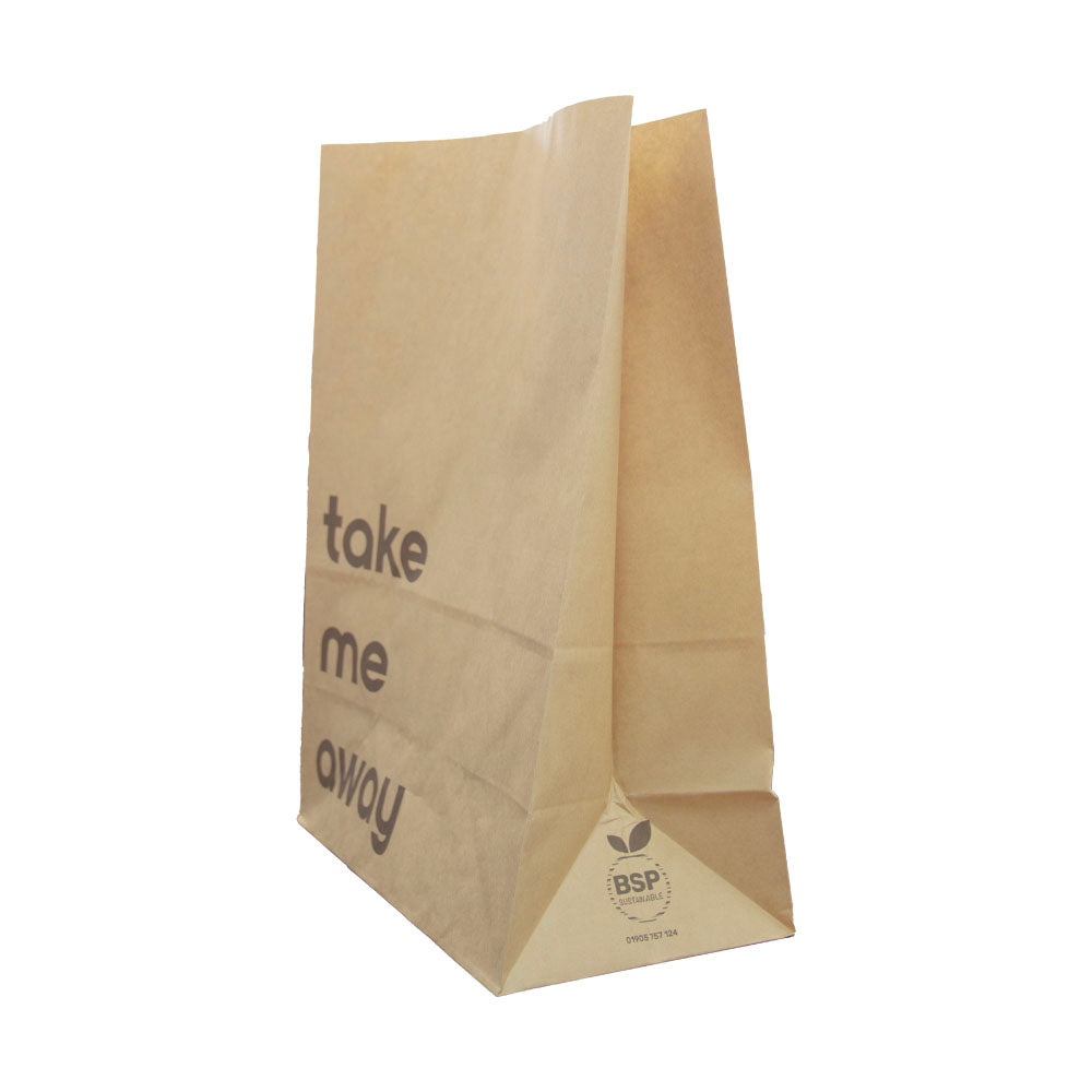 Brown Paper 'Take Me Away' Paper Bag - 300 Per Carton - 320X170X430MM