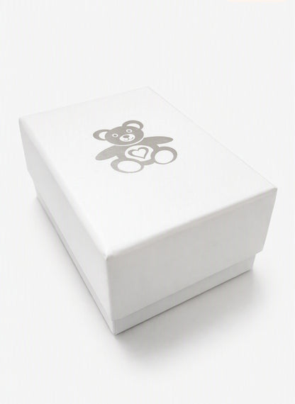 White Rigid Gift Box with Silver Teddy - 100 x 70 x 50mm - 50pcs