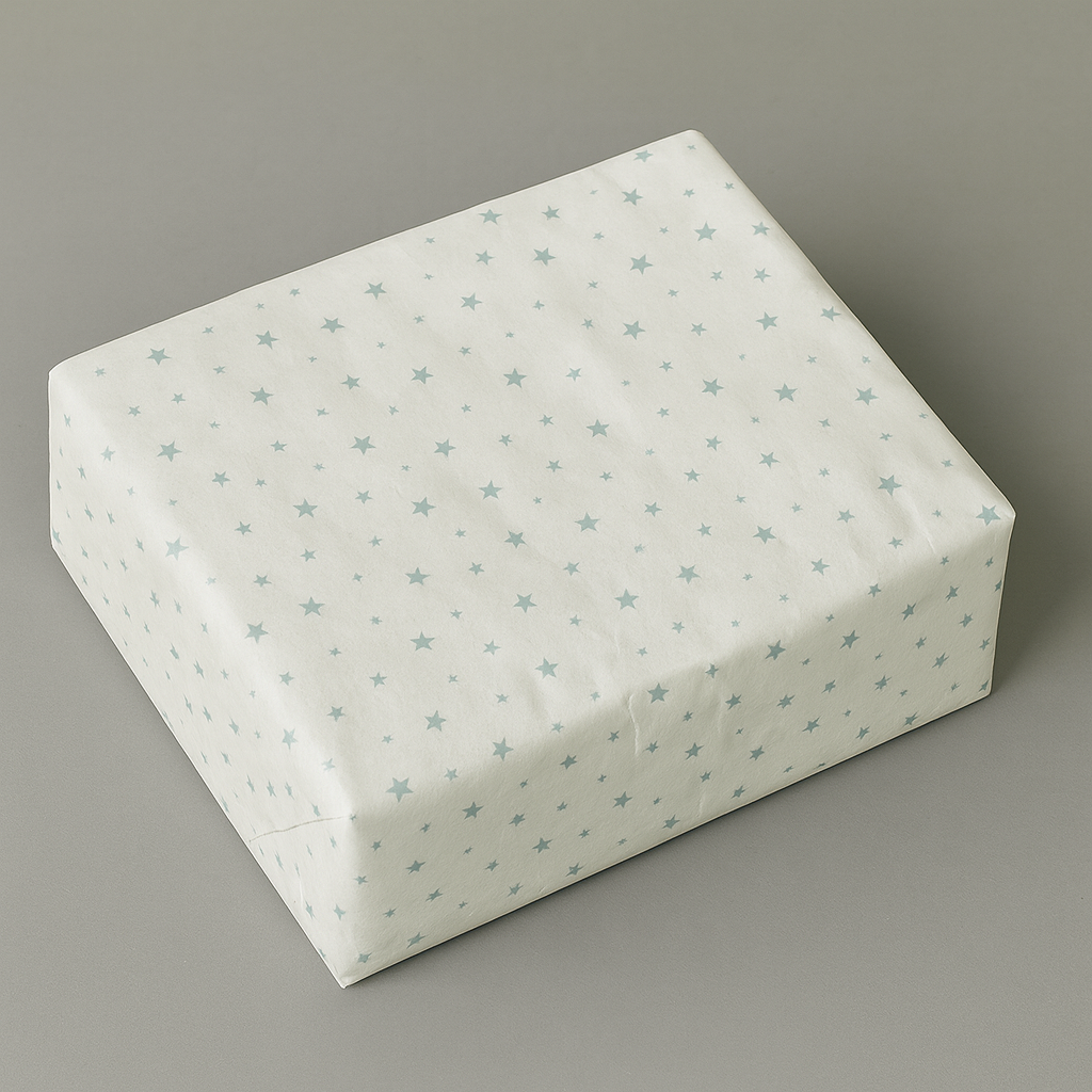 White Tissue with Teal Stars