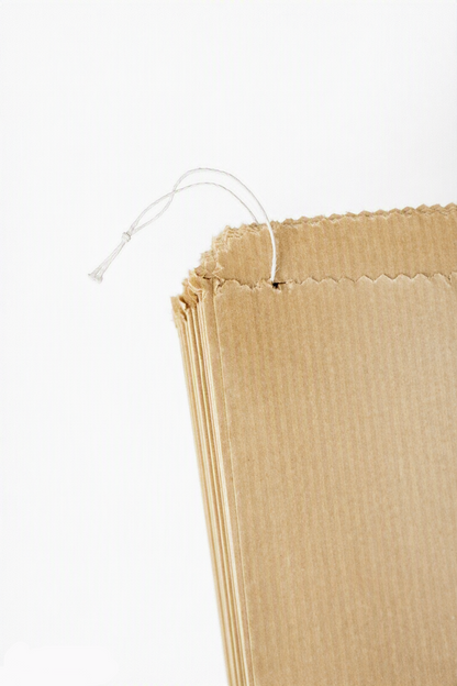 12" Brown Kraft Ribbed  Paper Bag