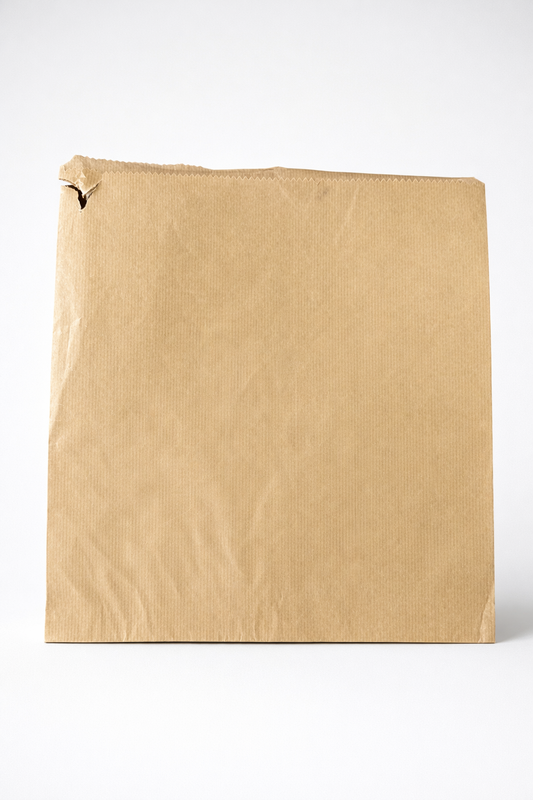 12" Brown Kraft Ribbed  Paper Bag