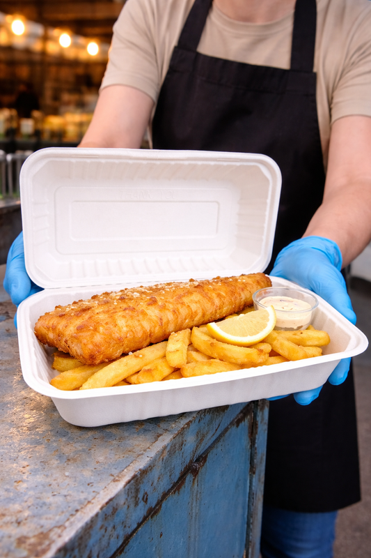 Extra Large Bagasse Clamshell – Ideal for Large Portions (From 14.5p each)