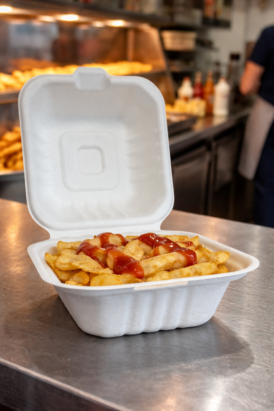 XS – Extra Small Bagasse Food Box – Ideal for Sides & Desserts (From 5.6p each)