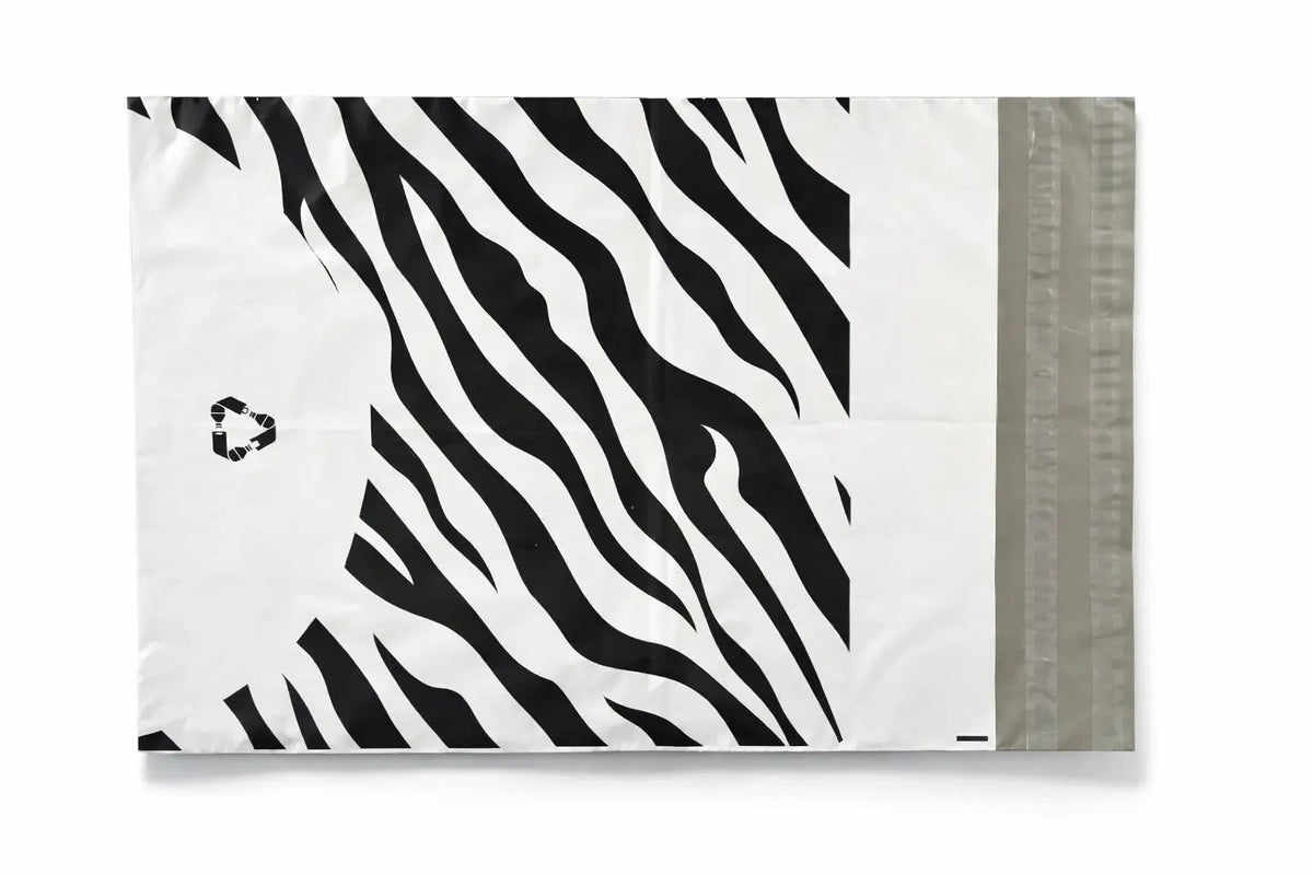 Zebra Print Mailing Bags | Medium | 39x54cm | Pack of 20 | Recycled Plastic BSP Retail