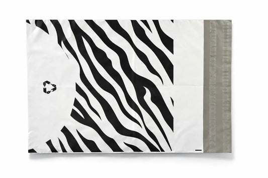 Zebra Print Mailing Bags | Medium | 39x54cm | Pack of 20 | Recycled Plastic BSP Retail