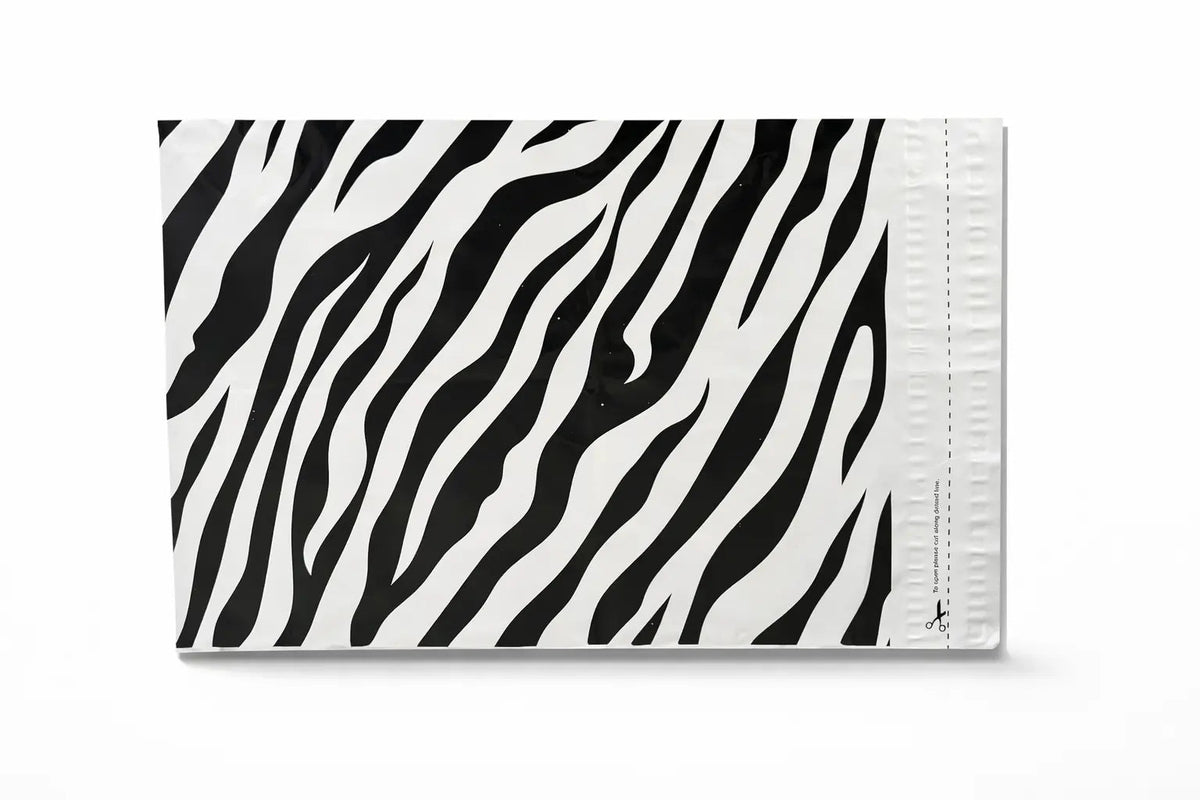 Zebra Print Mailing Bags | Medium | 39x54cm | Pack of 20 | Recycled Plastic BSP Retail